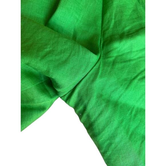 Point of View Collection Women's High Rise Preppy Shorts Linen Pleated Green 4 - Picture 3 of 9